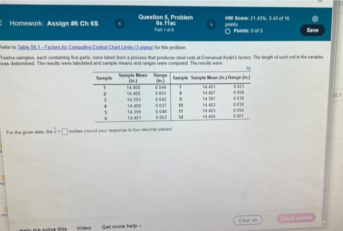 please help !! E Homework: Assign #6 Ch 6S PM