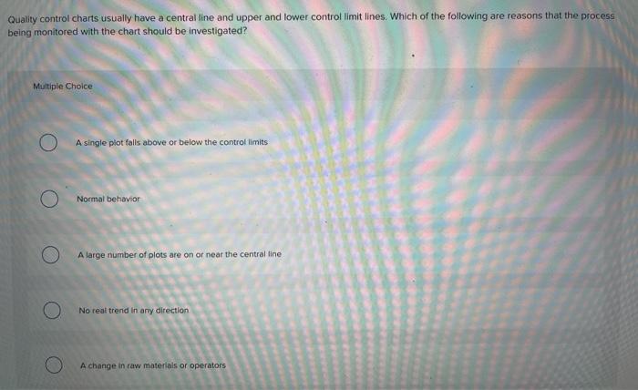 Quality control charts usually have a central