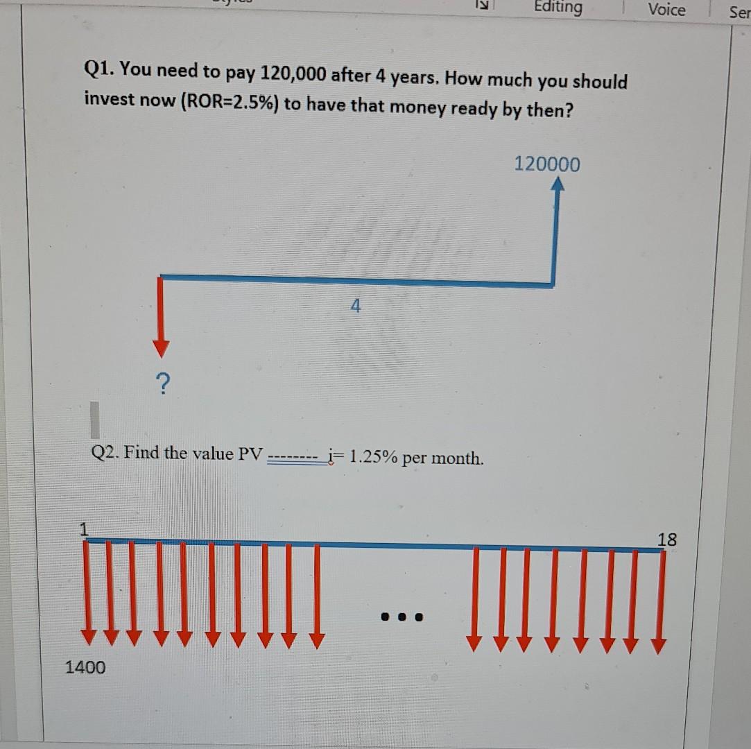 important * solve it using excel * Q1. You need