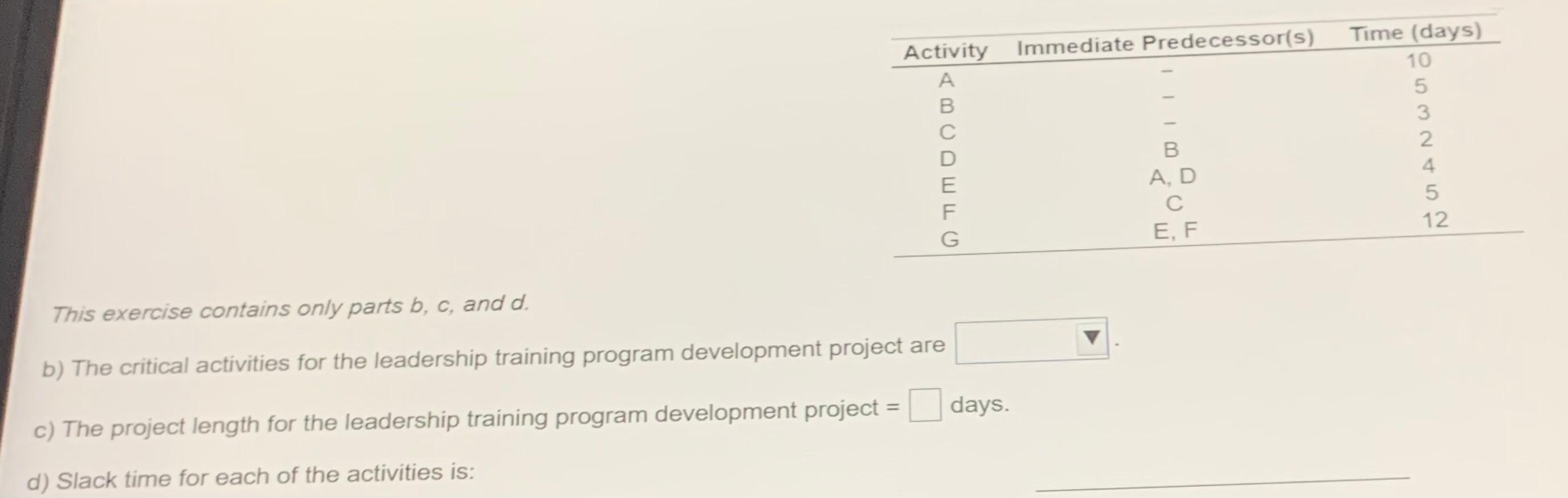 need slack time for a-g too Immediate