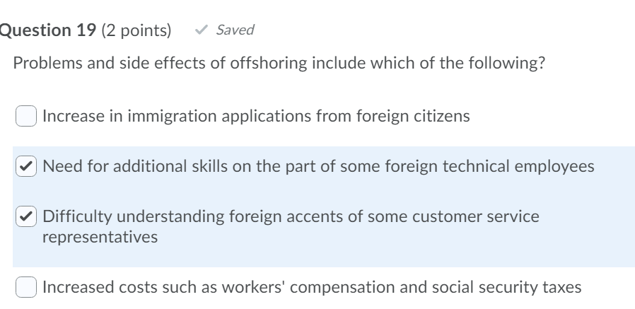 Question 19 (2 points) Saved Problems and side