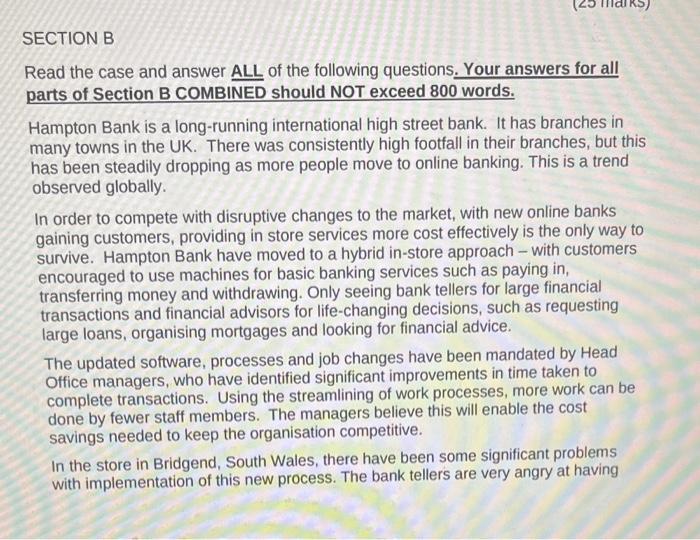 SECTION B Read the case and answer ALL of the