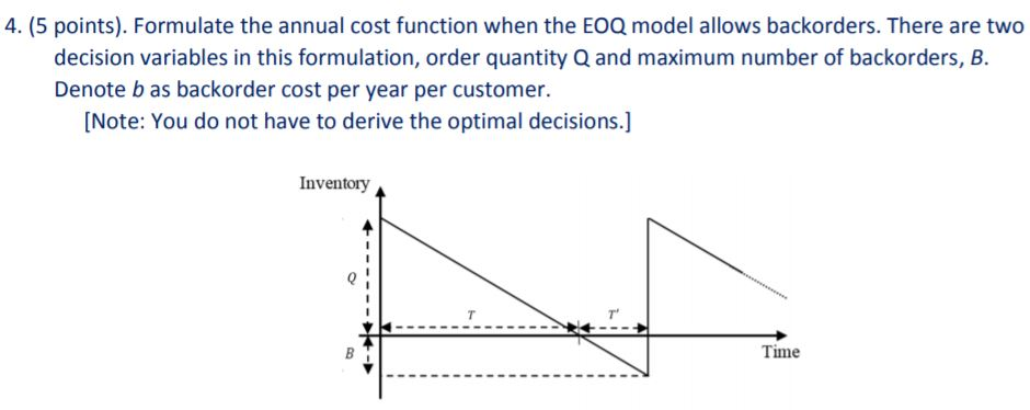 4. (5 points). Formulate the annual cost function