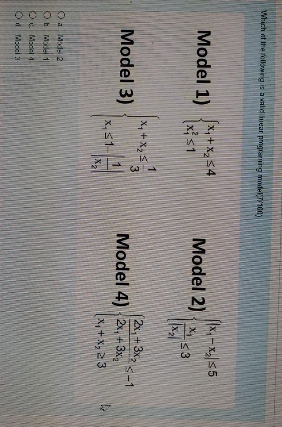 08 Which of the following is a valid linear