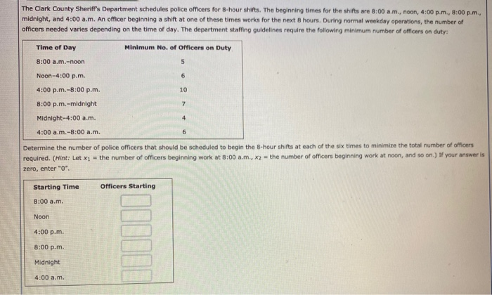 The Clark County Sheriff's Department schedules