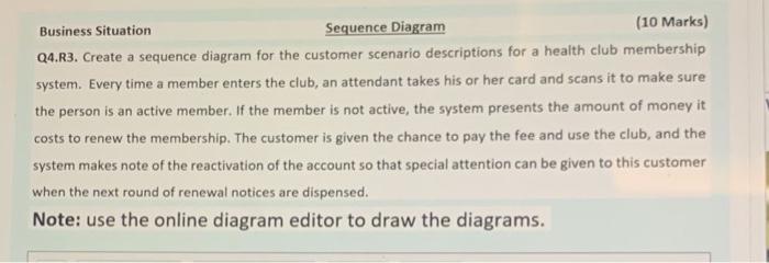 Business Situation Sequence Diagram (10 Marks)