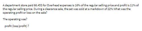 A department store paid 66.455 for Overhead