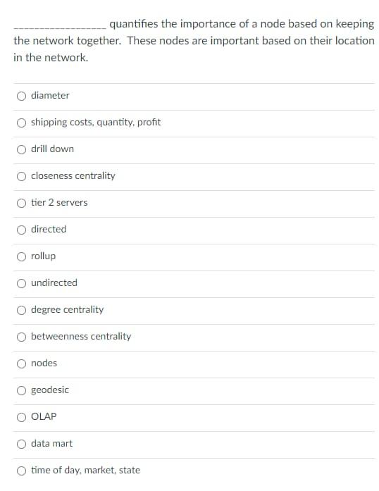 quantifies the importance of a node based on