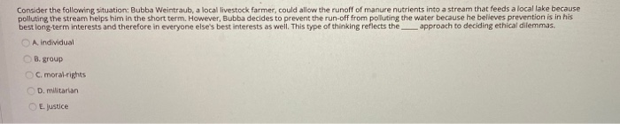 Consider the following situation: Bubba