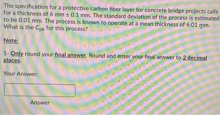 The specification for a protective carbon fiber