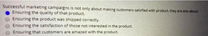 whats the correct answer? Successful marketing