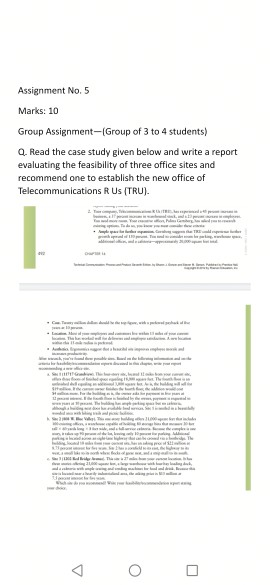 Assignment No 5 Marks: 10 Group Assignment-(Group