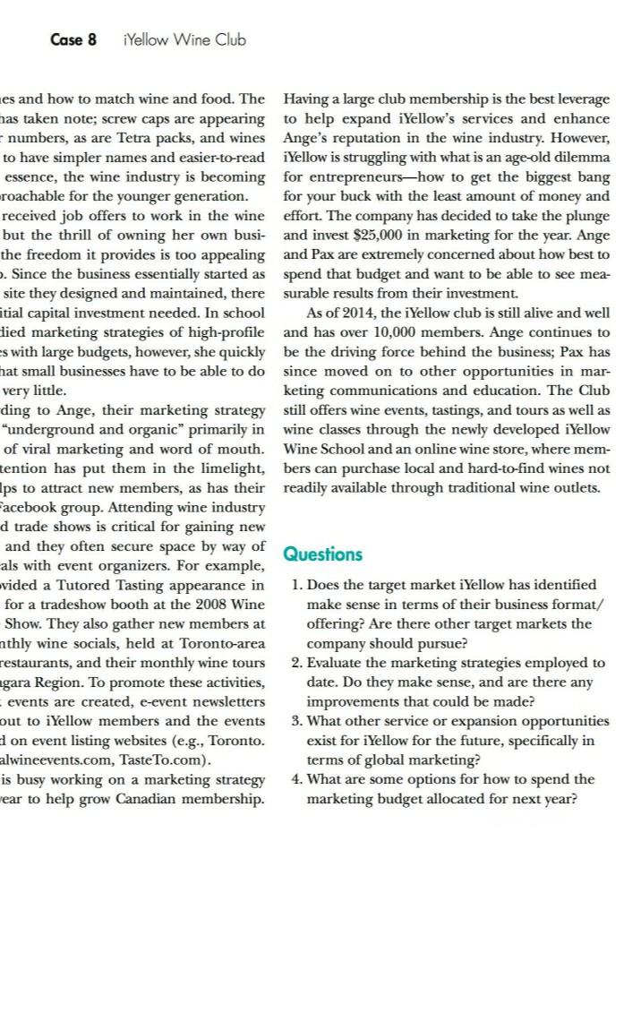 Yellow Wine Club CAS farketing Strategy lanning