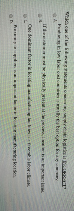 Which one of the following statements concerning