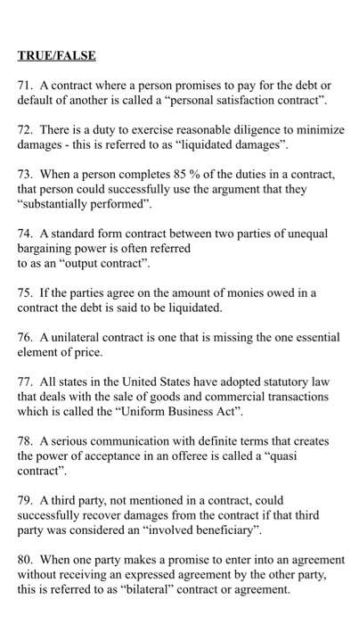 PLEASE ONLY TYPE TRUE OR FALSE - not detailed