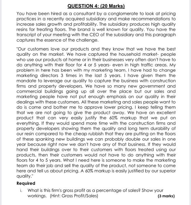 please help im struggling QUESTION 4: (20 Marks)