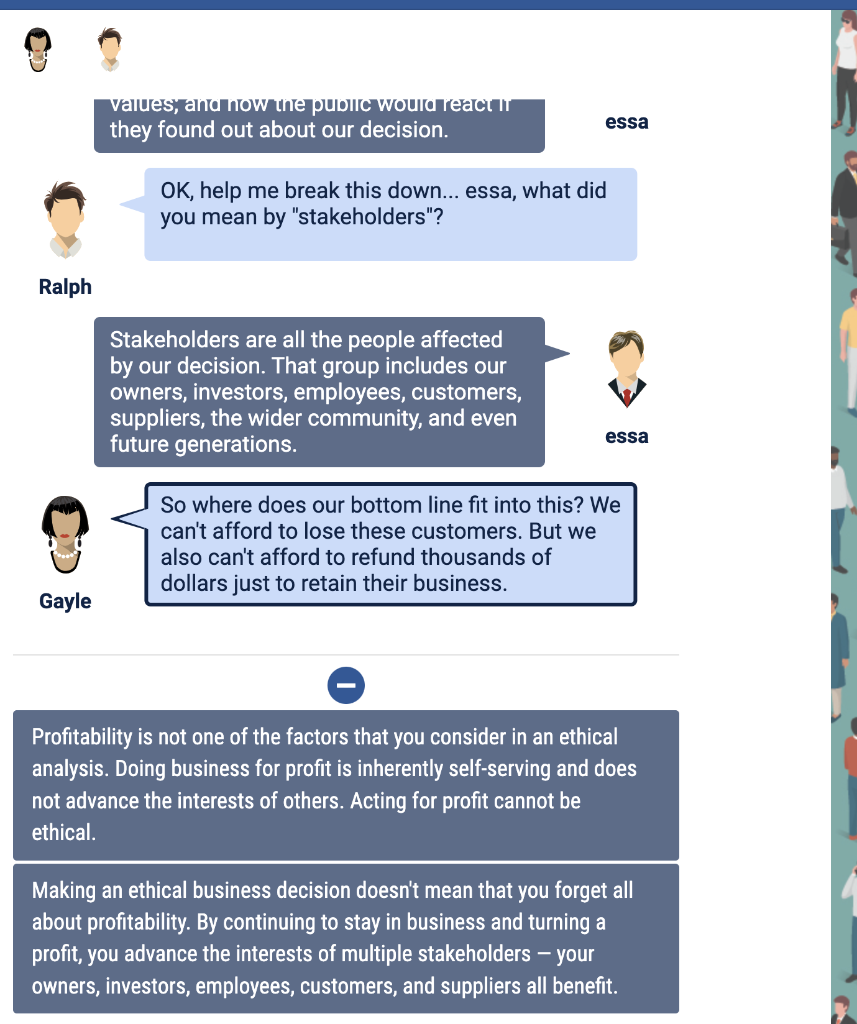 Ralph values, and now the public would react if