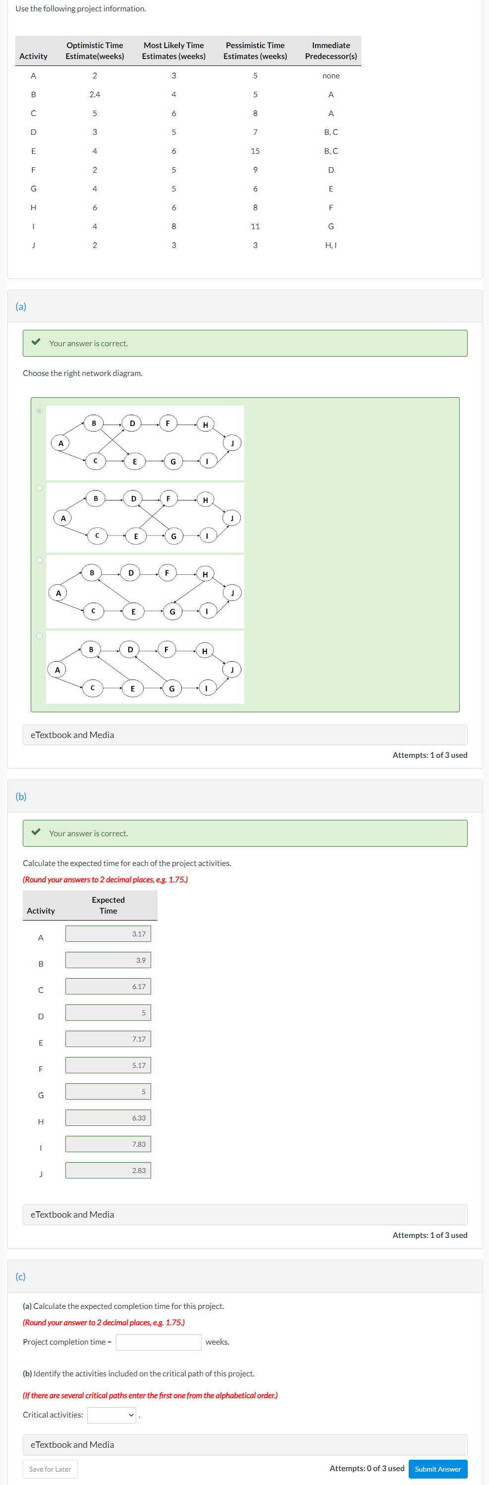 Use the following project information. Activity