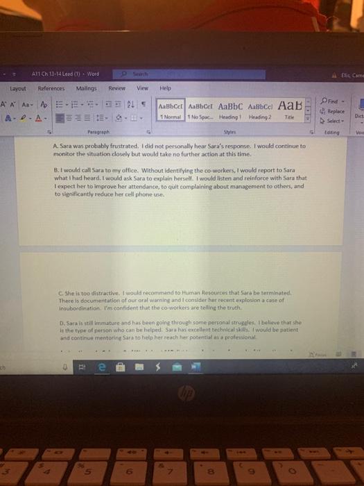 needing help Paragraph cony 11B. Case: Conflict