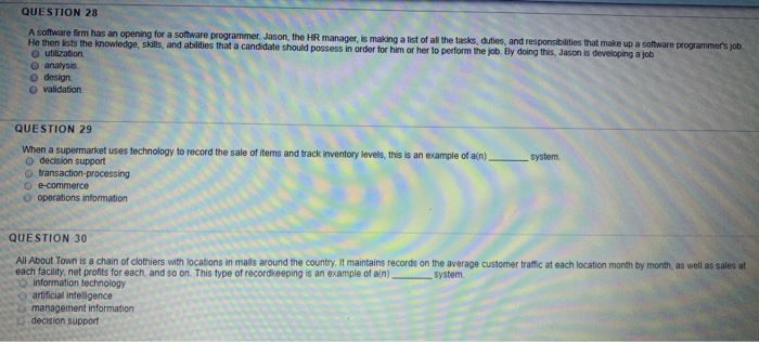 QUESTION 28 A software firm has an opening for a