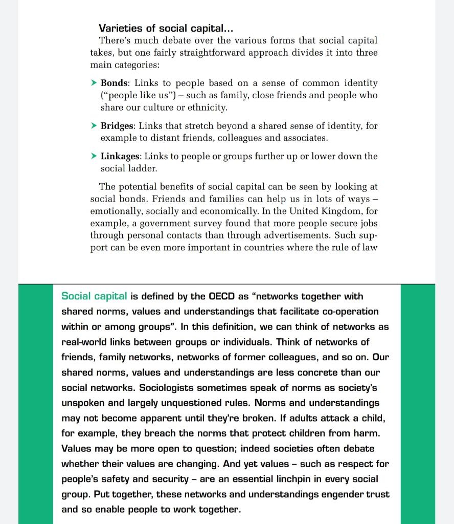 1- How does the case study define social capital?