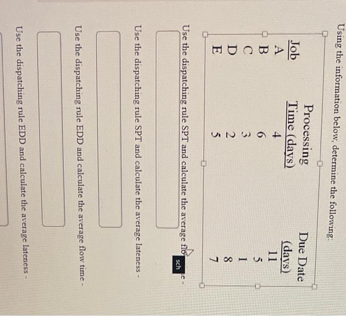 Using the information below, determine the