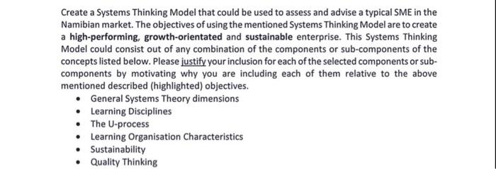 Create a Systems Thinking Model that could be