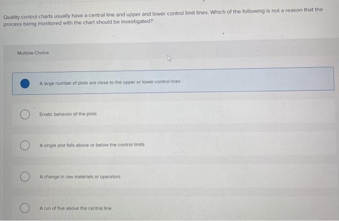Quality control charts usually have a central