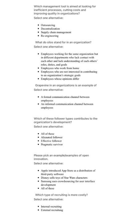 Which management tool is aimed at looking for