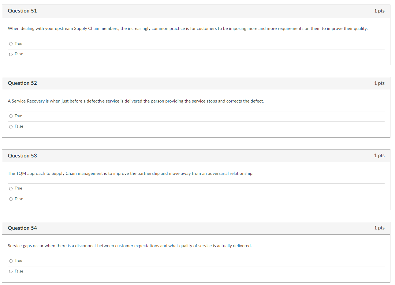 Question 51 1 pts When dealing with your upstream
