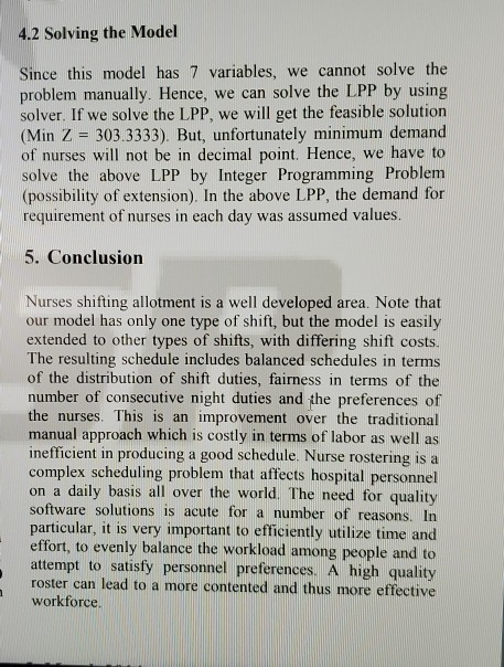 1) (A)Model the Nurses shift scheduling problem