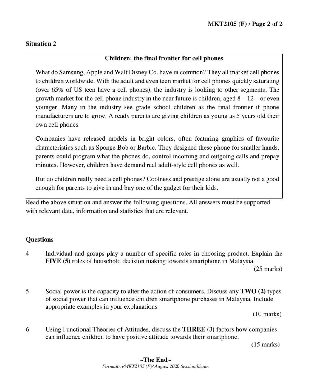 Instructions: This assignment is situation-based