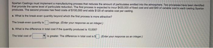 Spartan Castings must implement a manufacturing
