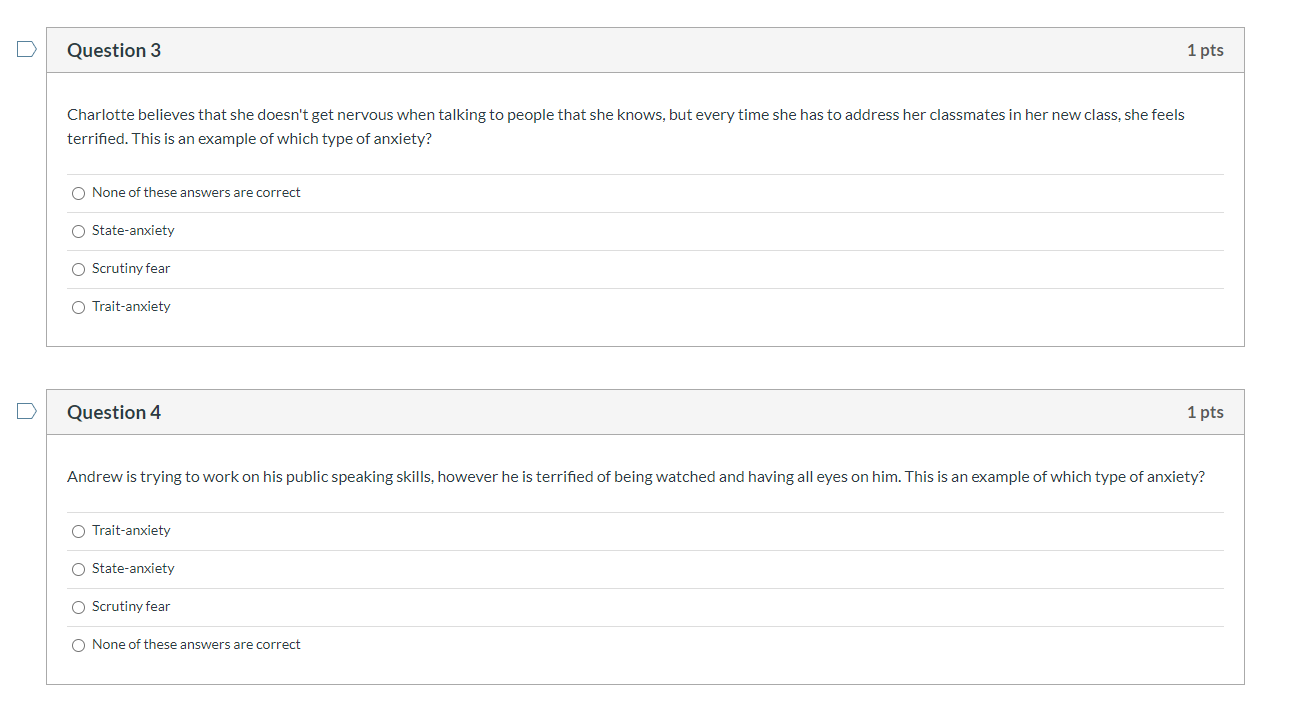 Question 1 1 pts The steps to cognitive