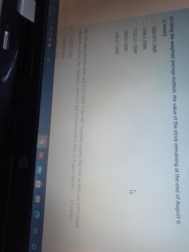 (a) Using the weighted average method, the value