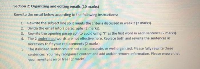 Section 2: Organizing and editing emails (10
