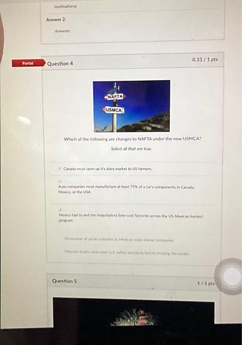 multrational Answer 2: dometic Question 4