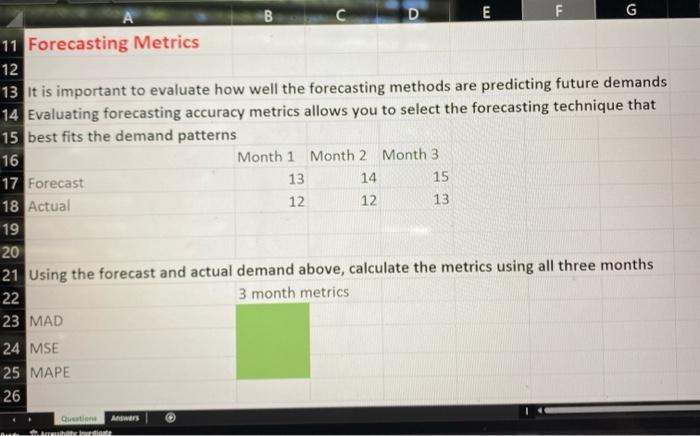 Please Include Formulas! It is important to