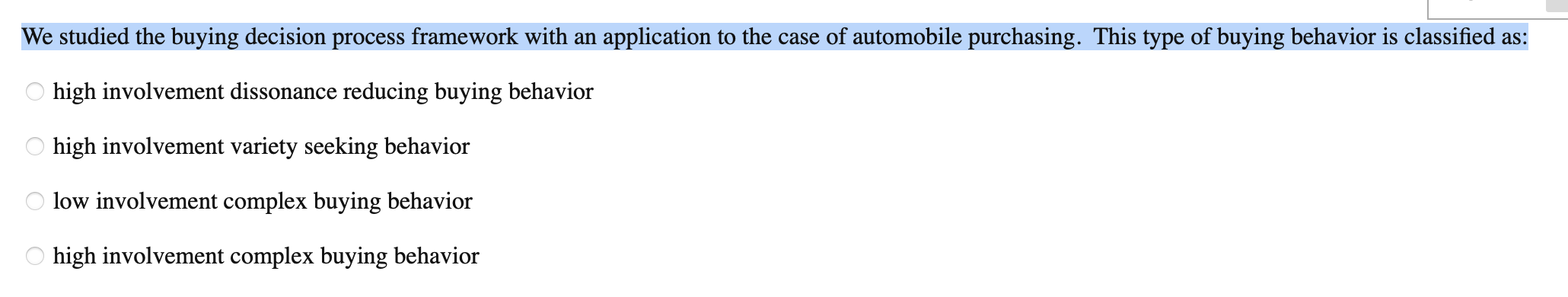 We studied the buying decision process framework