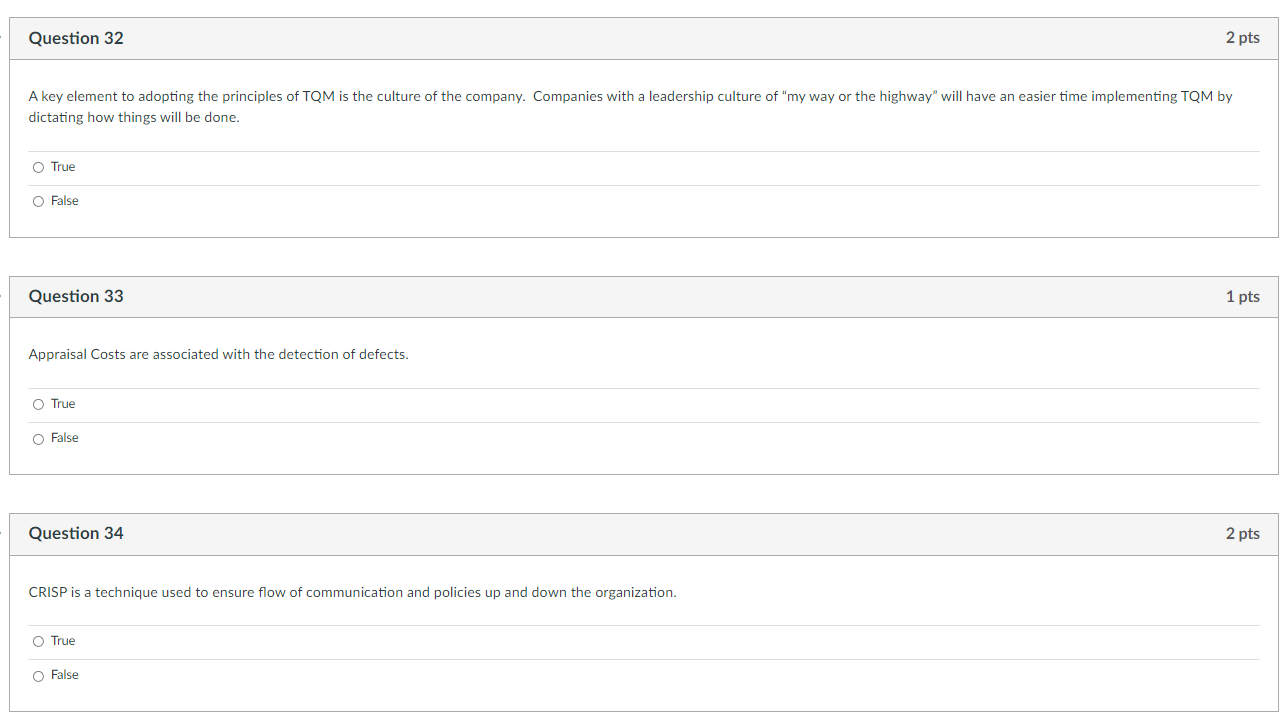 Question 32 2 pts A key element to adopting the