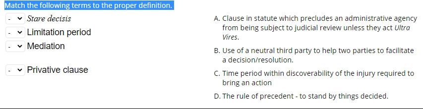 Match the following terms to the proper