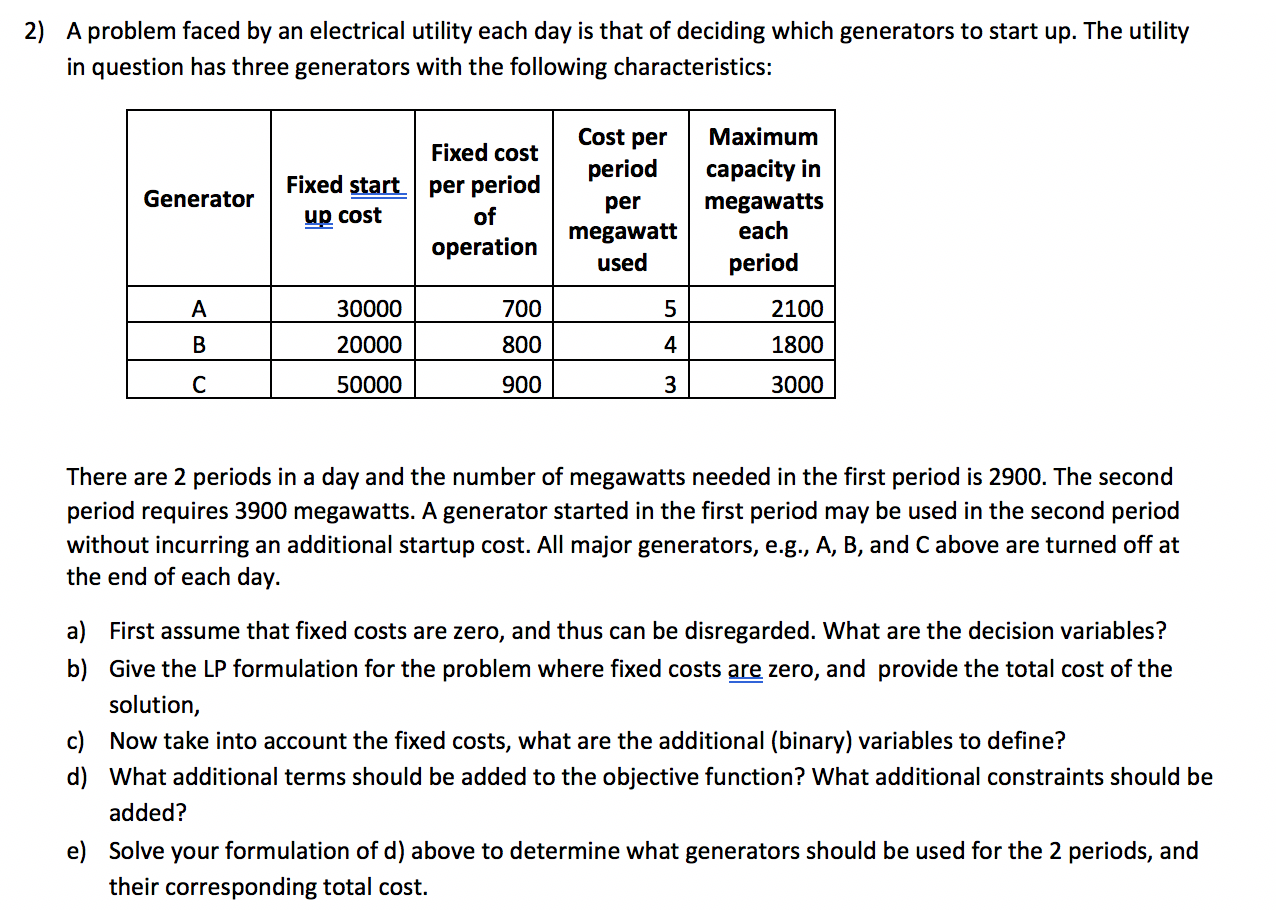 Use Excel please. 2) A problem faced by an