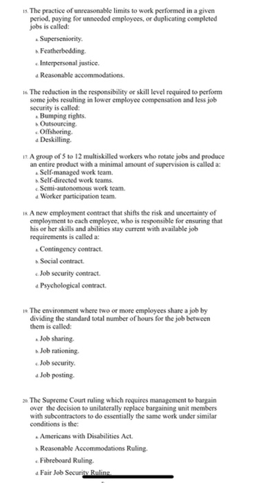 1s. The practice of unreasonable limits to work