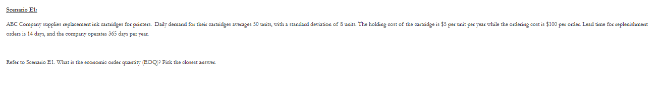 Scenario El ABC Company supplies replacement ink