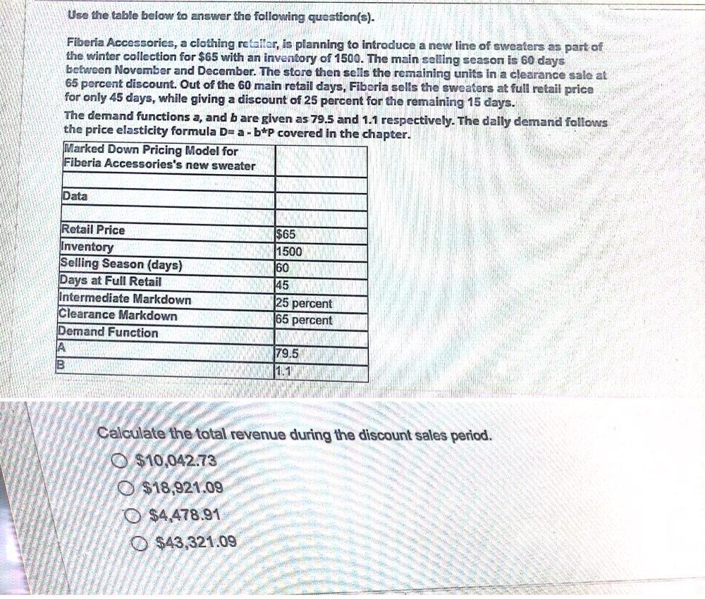 #11 Use the table below to answer the following