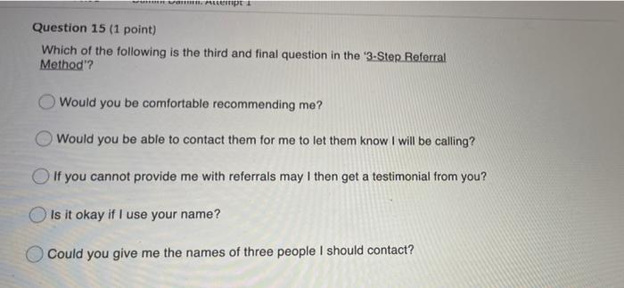 vo. Apt Question 15 (1 point) Which of the