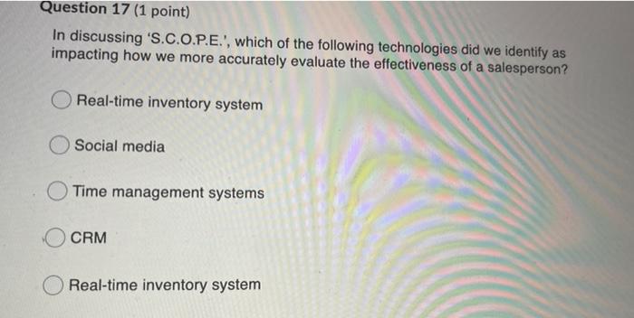 vo. Apt Question 15 (1 point) Which of the