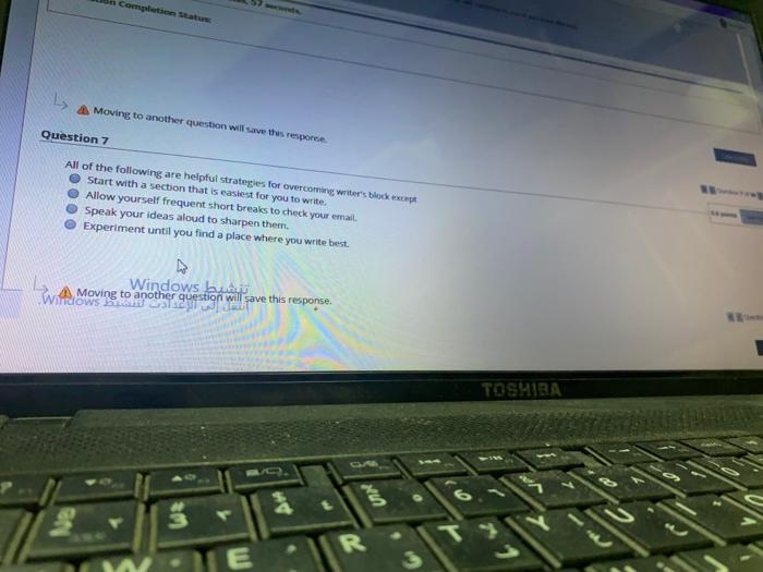 Completion Status A Moving to another question