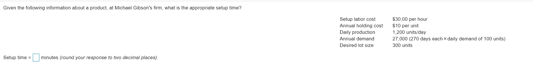 Given the following information about a product,