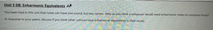 Unit 5 DB: Enharmonic Equivalents A You have read
